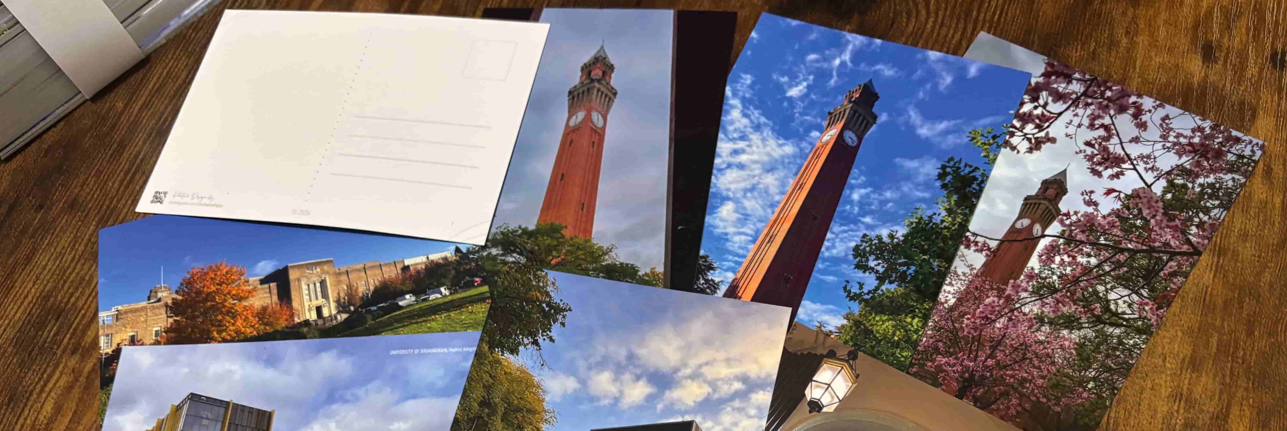 Postcards on a table